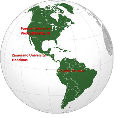 Locations of Ecuador and Zamorano Unniversity