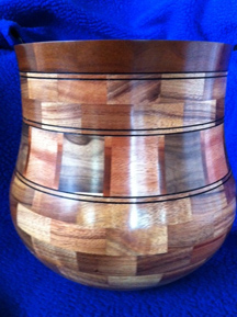 Hand-turned segmented wood bowl