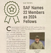 Society of American Foresters inducts Lenny Farlee, forester, as 2024 fellow.