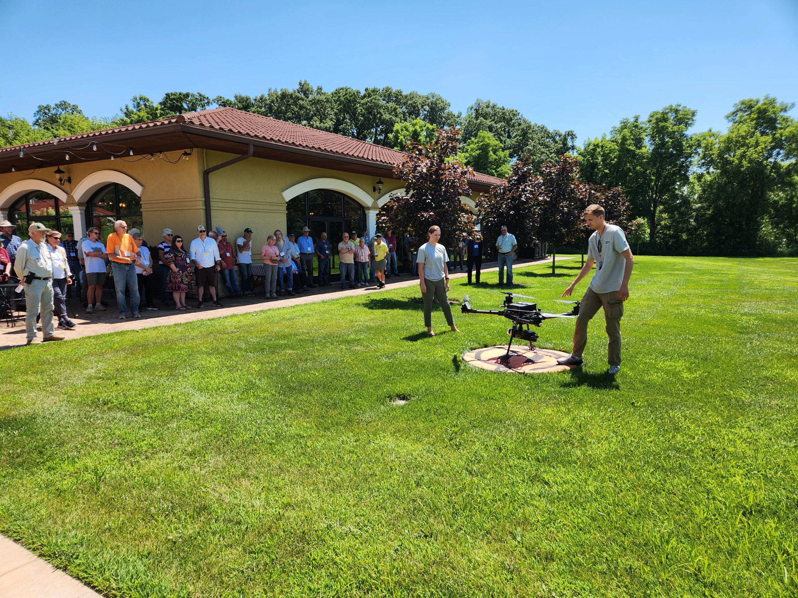 Cameron Wingren demonstrating data collection with unmanned aerial vehicles